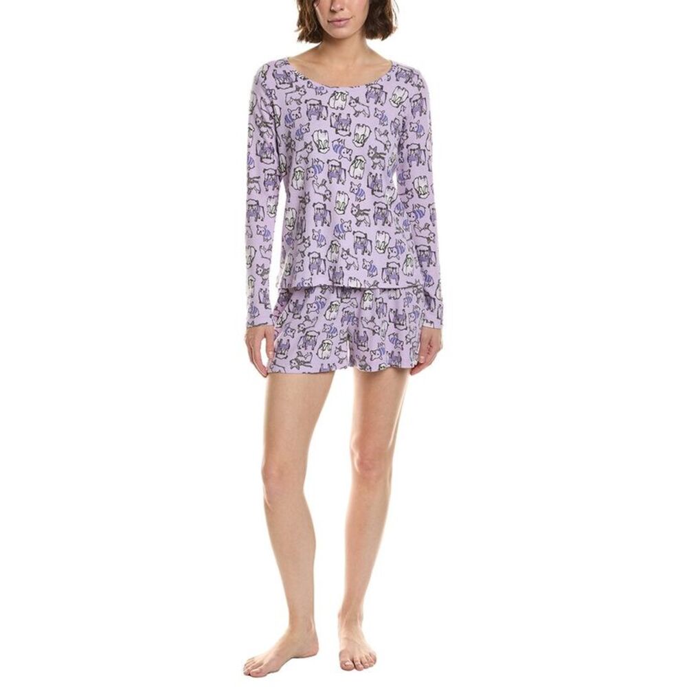 Hue Womens 2Pc Waffel Pajama Set, Purple